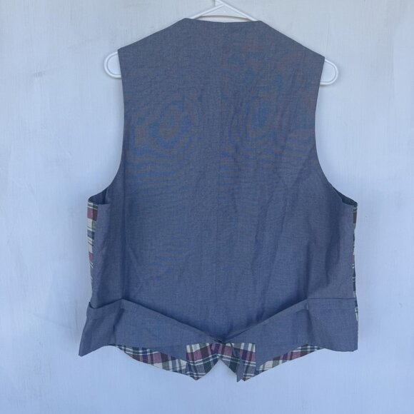 Brooks Brothers 1818 Madison Baird McNutt Irish Linen Vest 43R Plaid & Denim - Picture 4 of 9